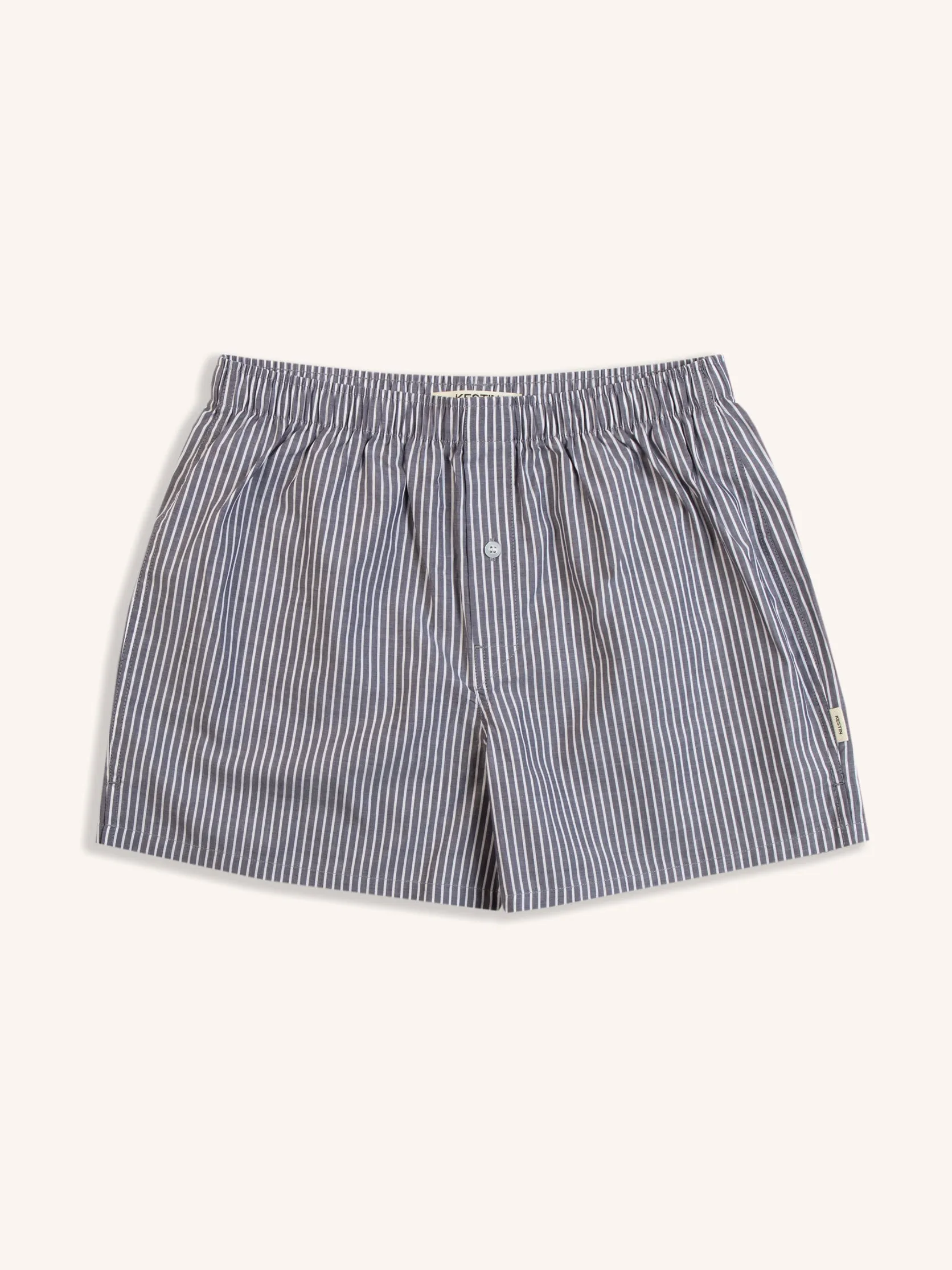 Port O Leith Boxer in Chambray / Ecru Stripe Italian Cotton