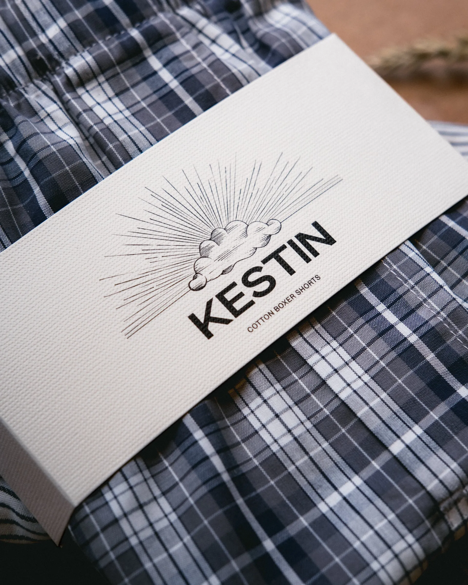 Port O Leith Boxer in Navy / Brown Check Italian Cotton