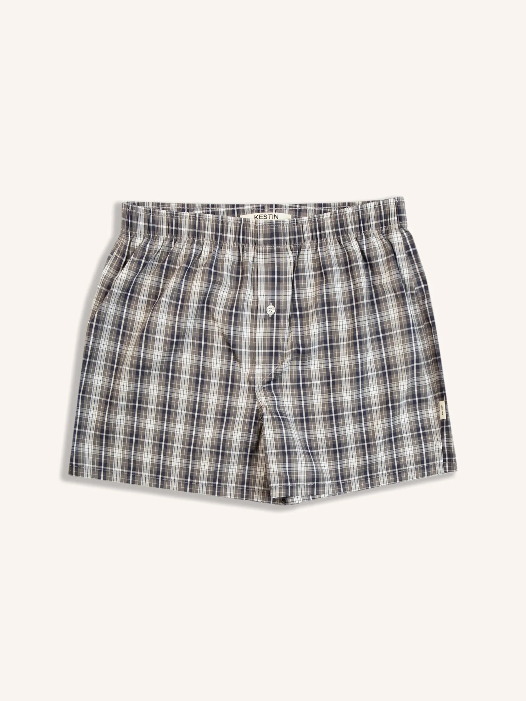 Port O Leith Boxer in Navy / Brown Check Italian Cotton