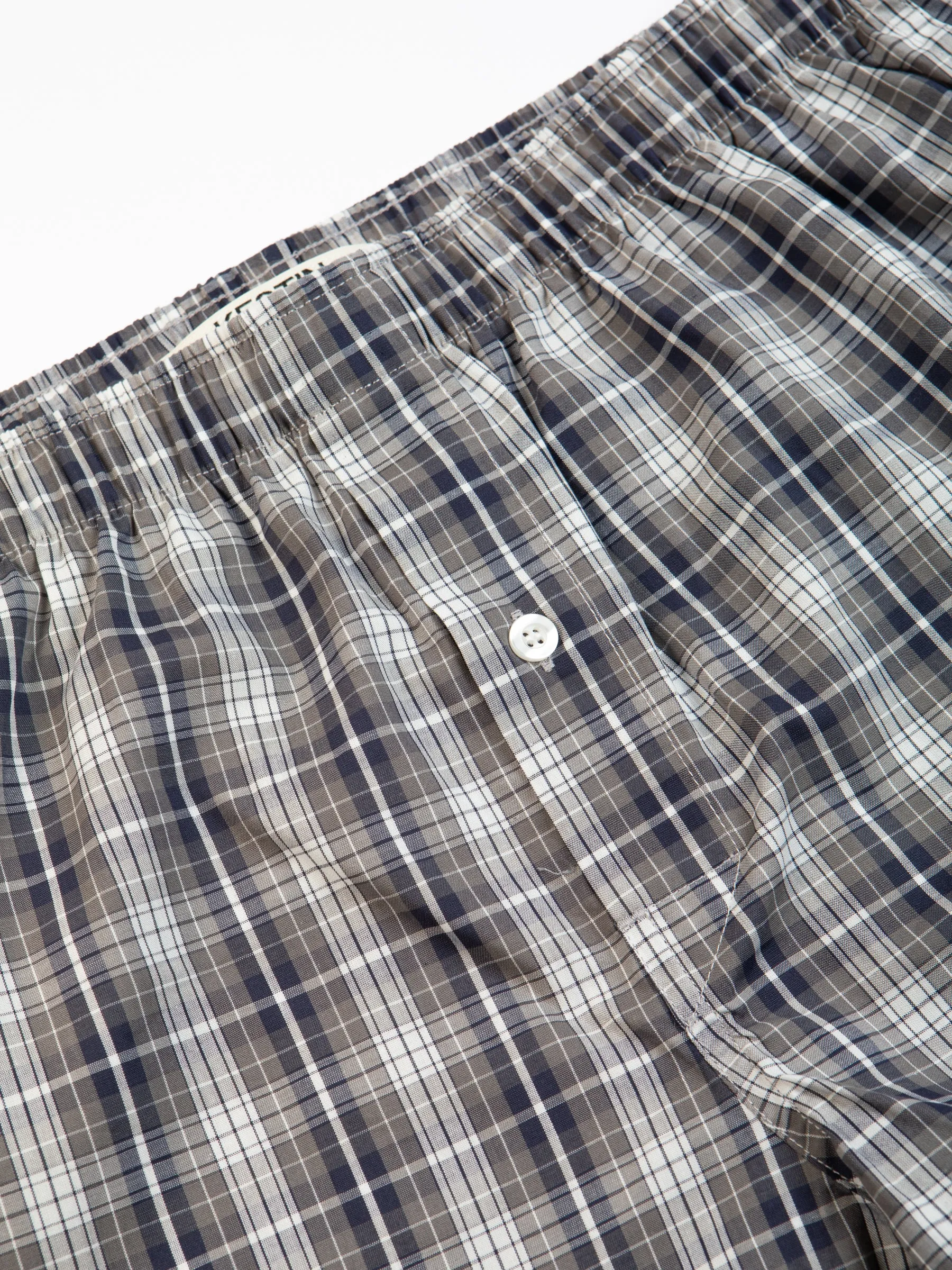 Port O Leith Boxer in Navy / Brown Check Italian Cotton