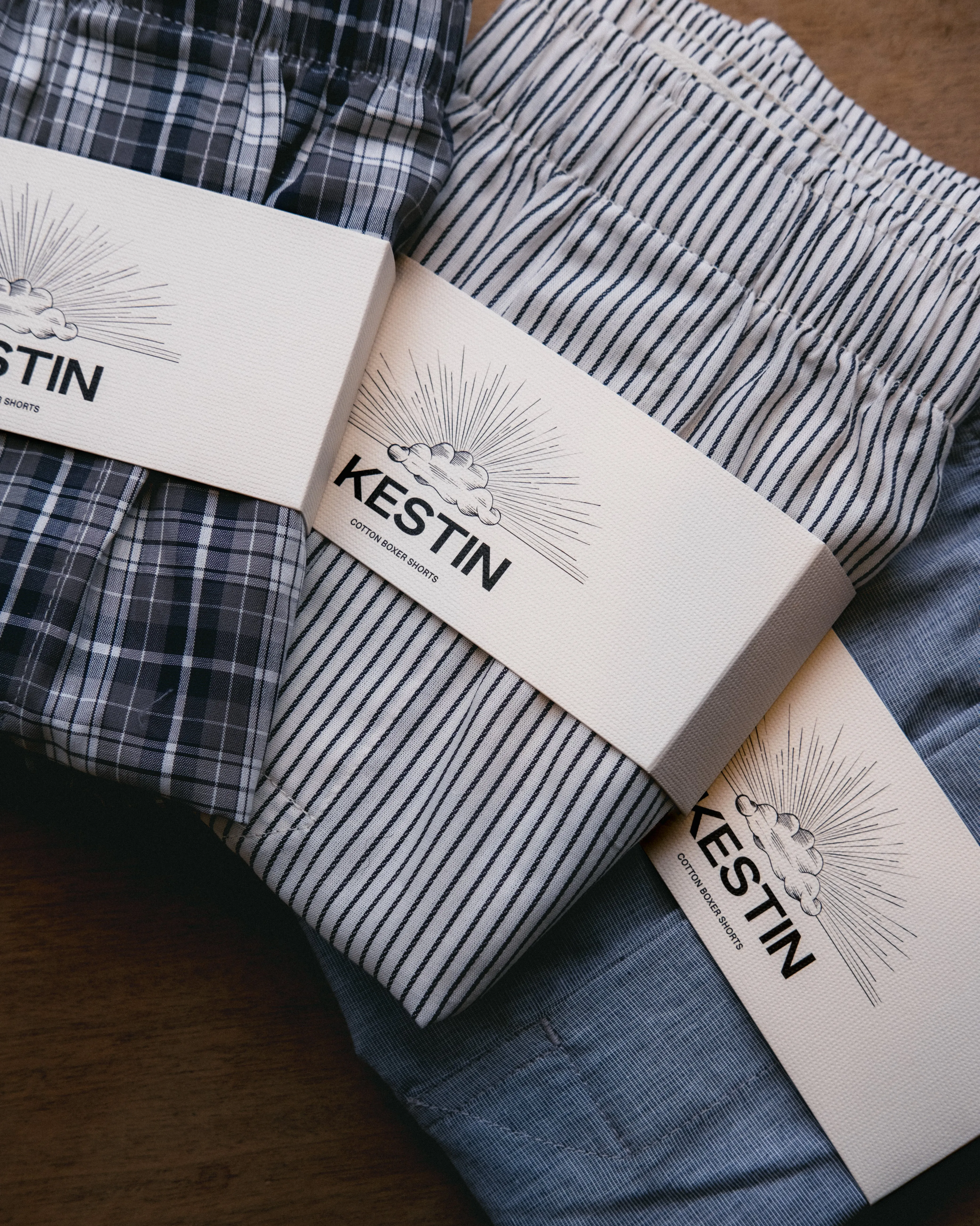 Port O Leith Boxer in Navy / Ecru End On End Italian Cotton