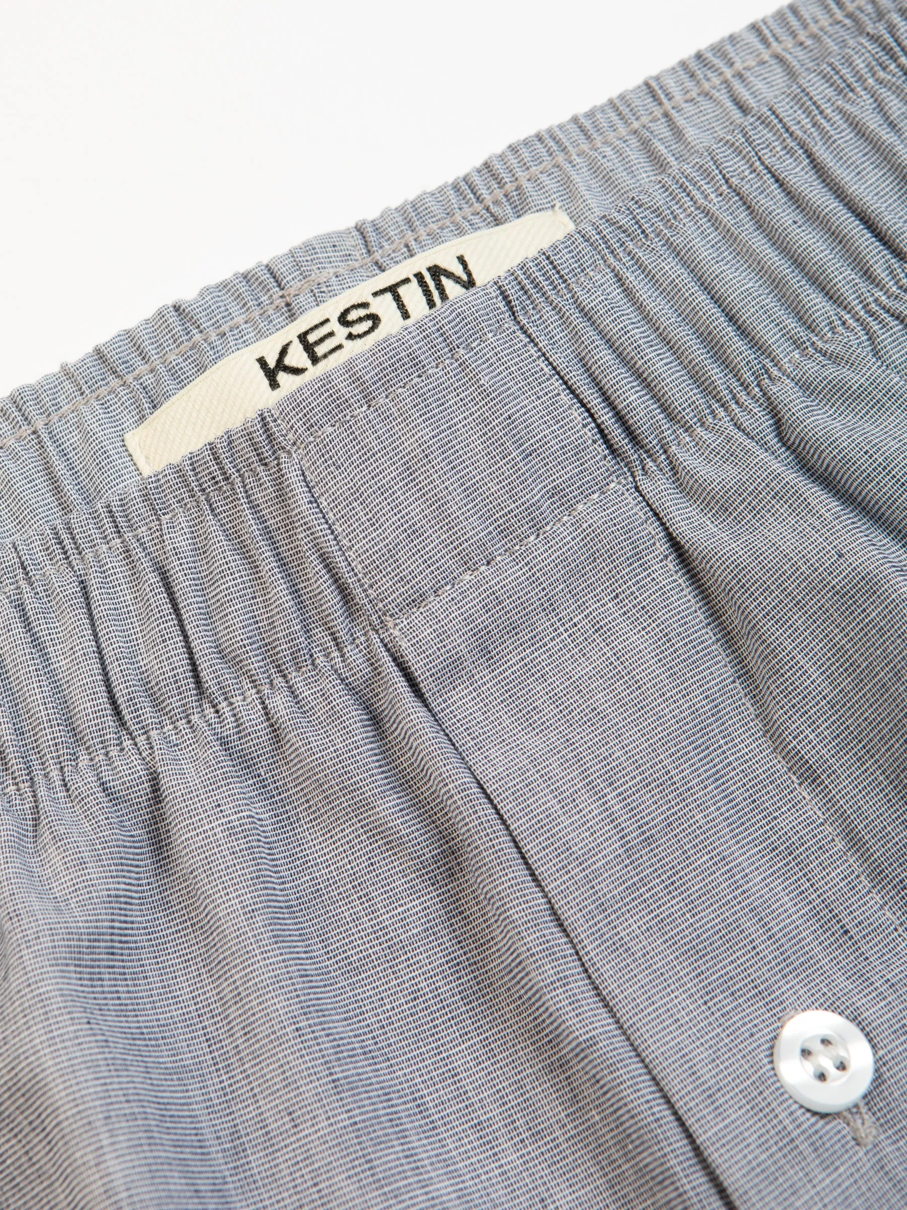 Port O Leith Boxer in Navy / Ecru End On End Italian Cotton