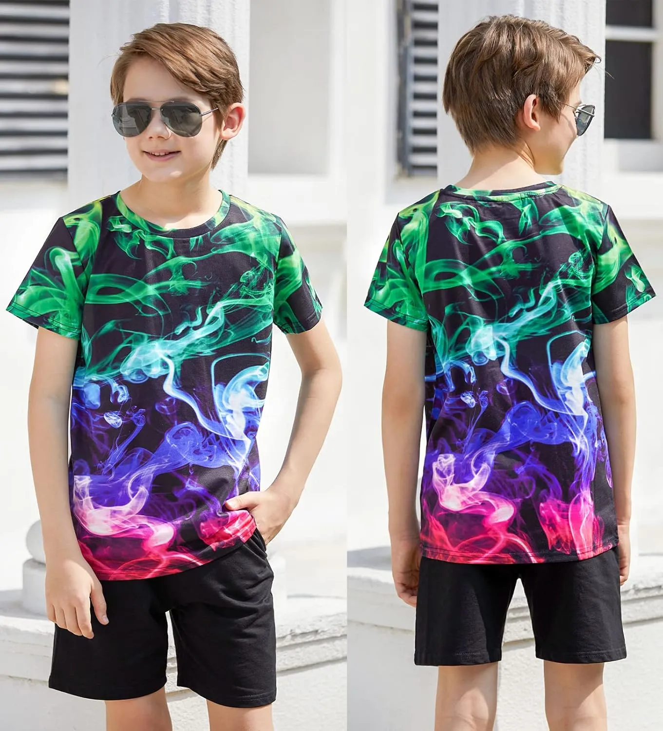 RAISEVERN Boys Girls 3D Graphic Printed T-Shirts Short Sleeve Summer tees for 4-14 Years
