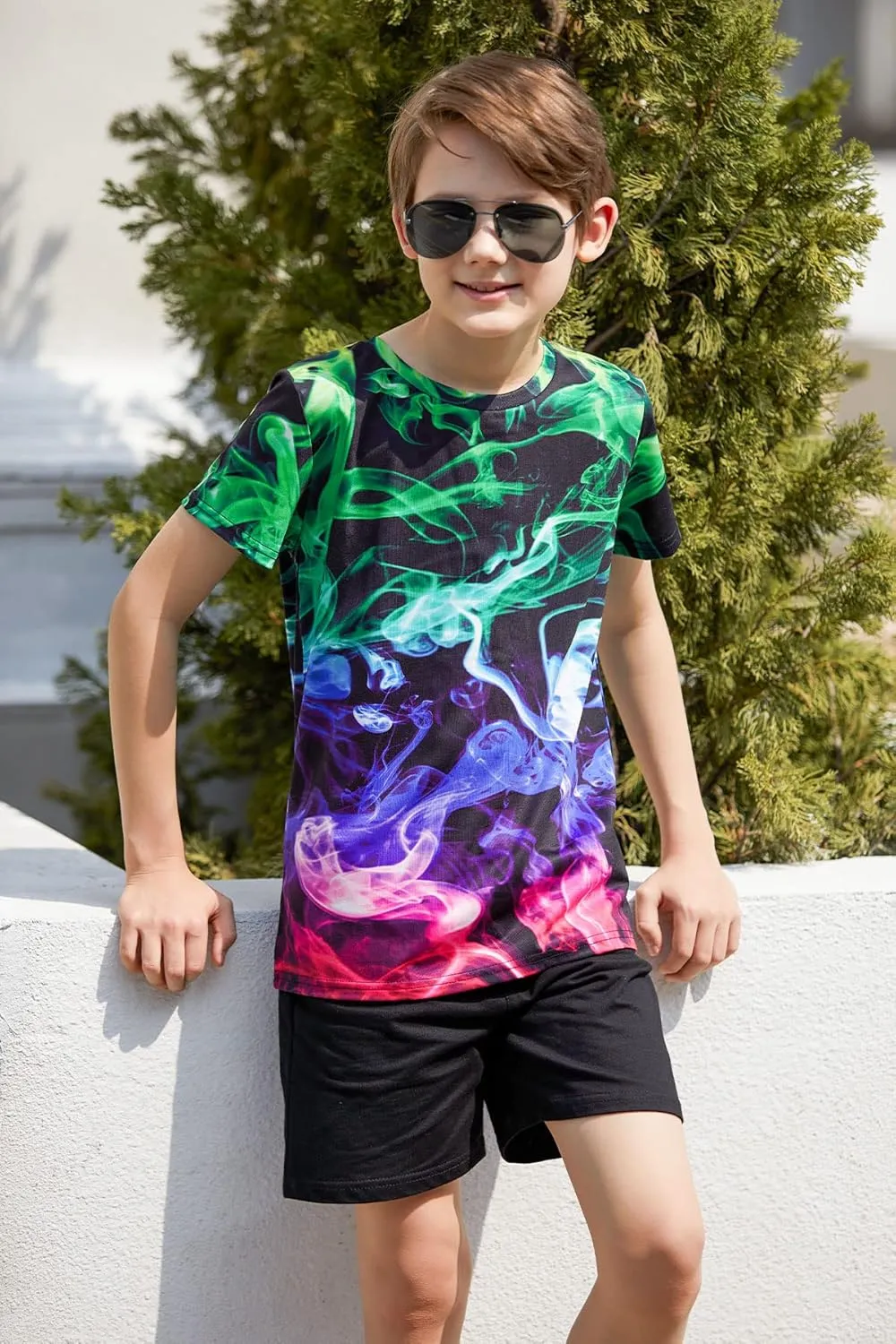 RAISEVERN Boys Girls 3D Graphic Printed T-Shirts Short Sleeve Summer tees for 4-14 Years