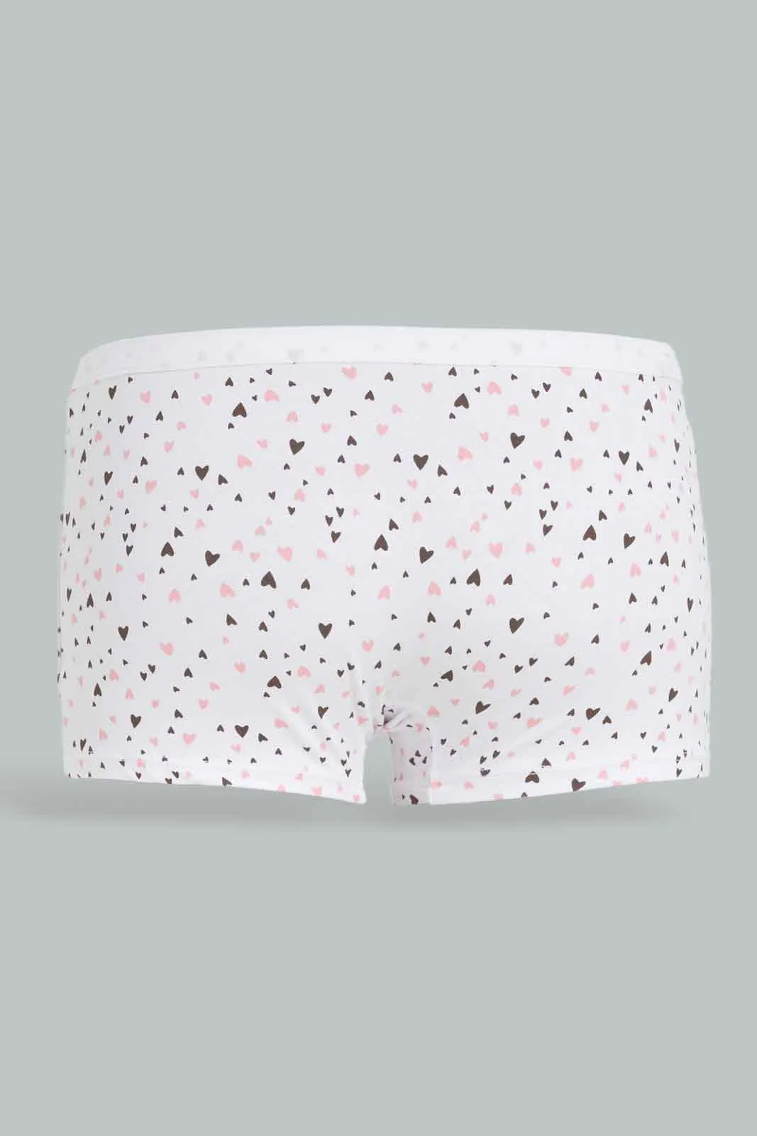 Senior Girls White and Pink Boxer Short Set (Pack Of 2)