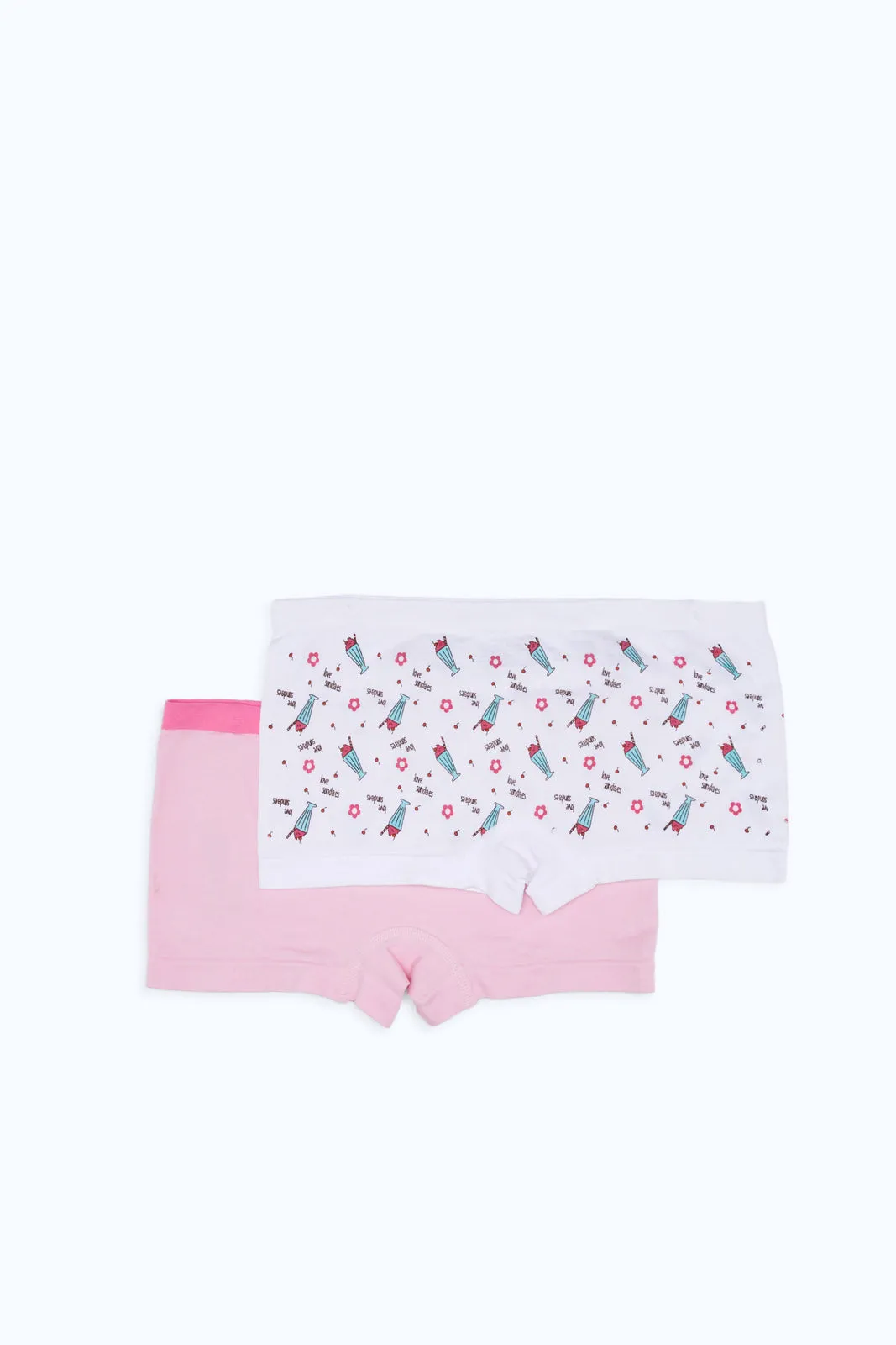 Senior Girls White And Pink Love Sundaes Brief (Pack Of 2)