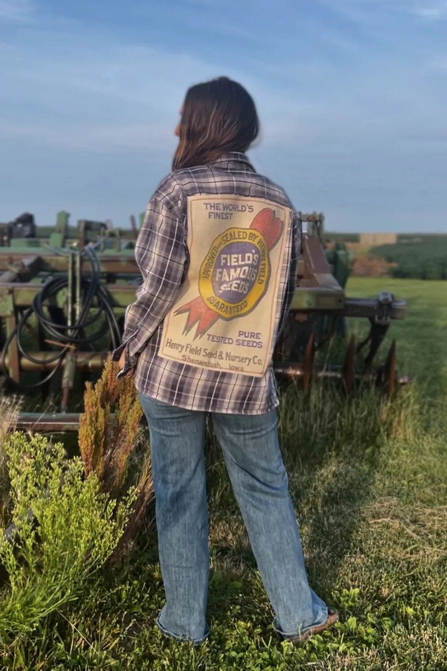 Size L - Upcycled Flannel Field's Famous Seeds Sack