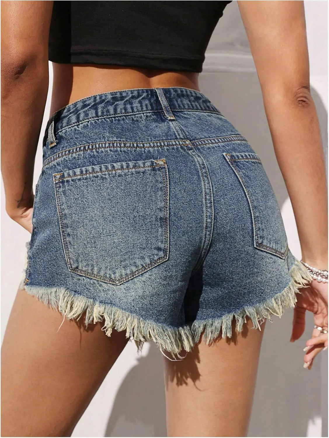 SOLY HUX Women's Ripped Jean Shorts Raw Hem Distressed Denim Shorts Streetwear