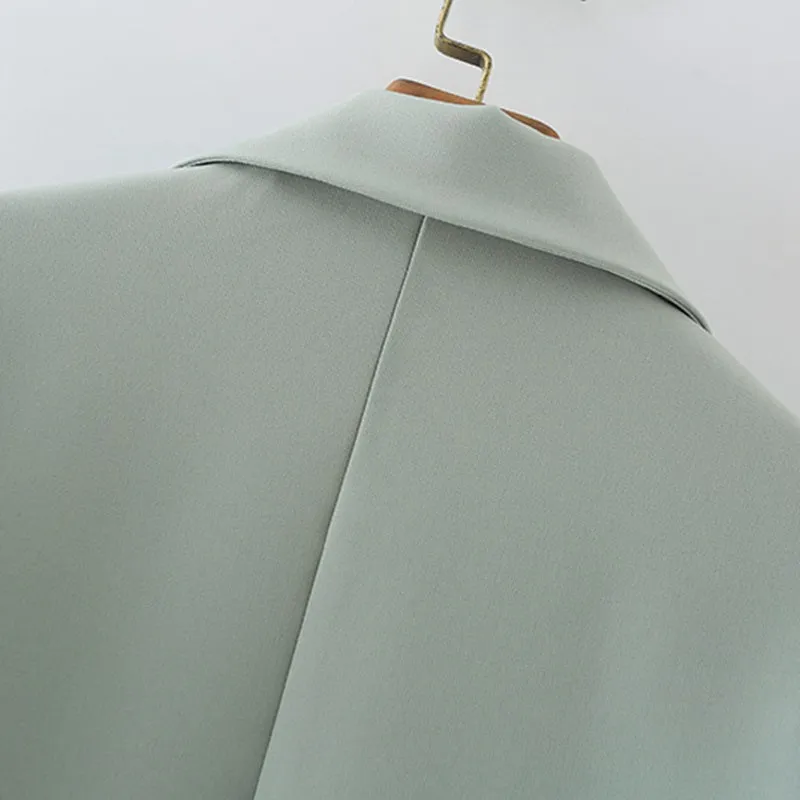 Sophisticated Notched Collar Double Breasted Outwear Blazer Coats
