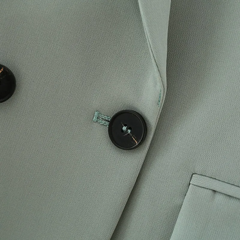 Sophisticated Notched Collar Double Breasted Outwear Blazer Coats