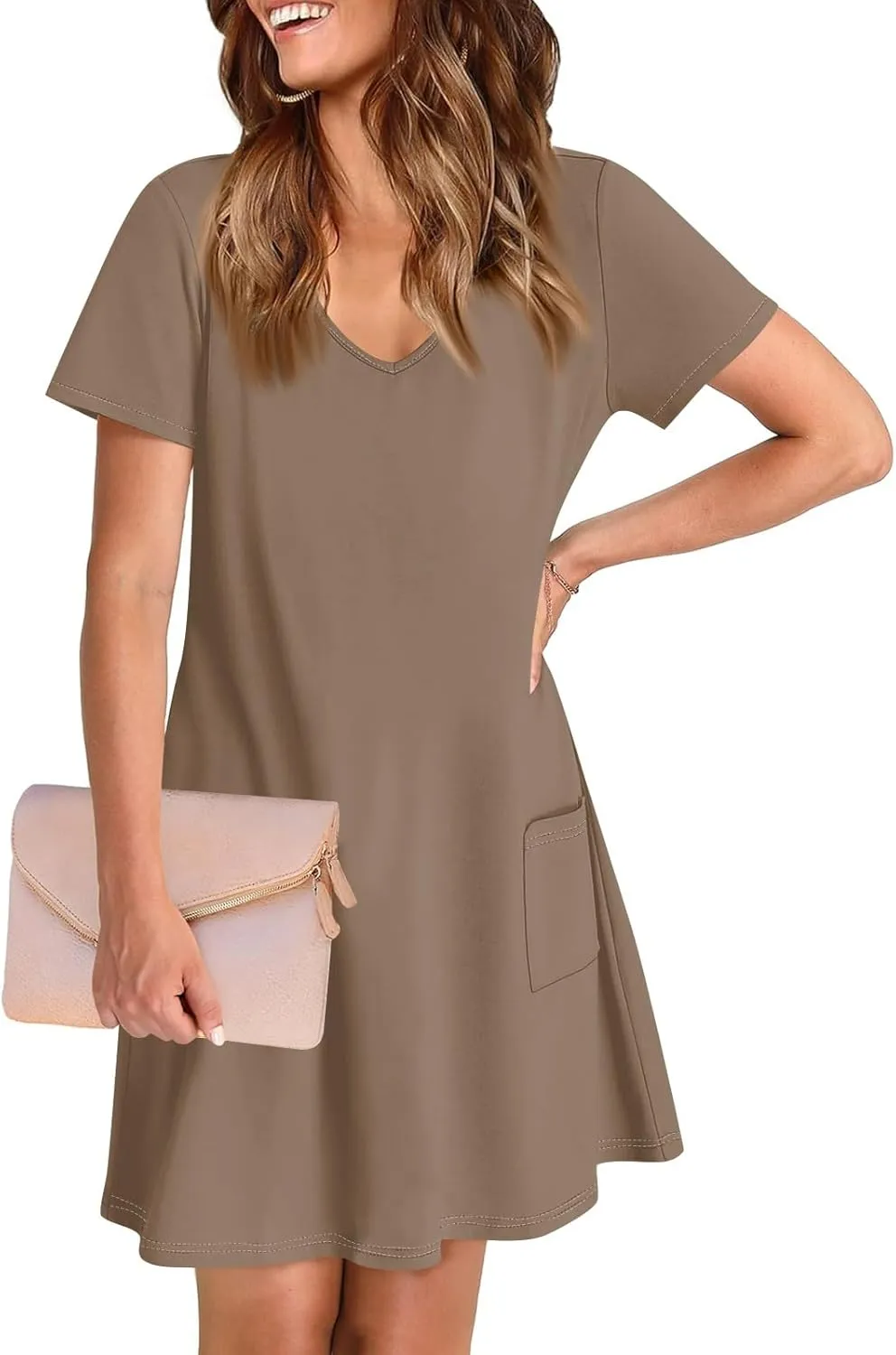 Summer Dresses for Women 2025 Casual Short Sleeve Sundresses Hawaiian T Shirt Dress Beach Dress with Pockets