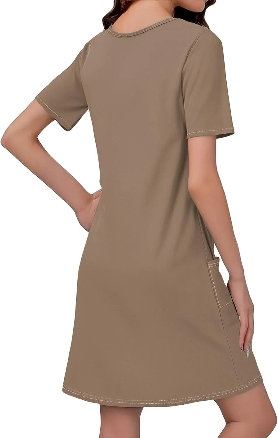 Summer Dresses for Women 2025 Casual Short Sleeve Sundresses Hawaiian T Shirt Dress Beach Dress with Pockets