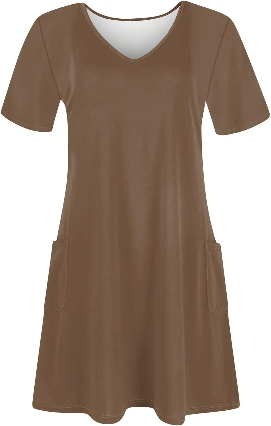 Summer Dresses for Women 2025 Casual Short Sleeve Sundresses Hawaiian T Shirt Dress Beach Dress with Pockets