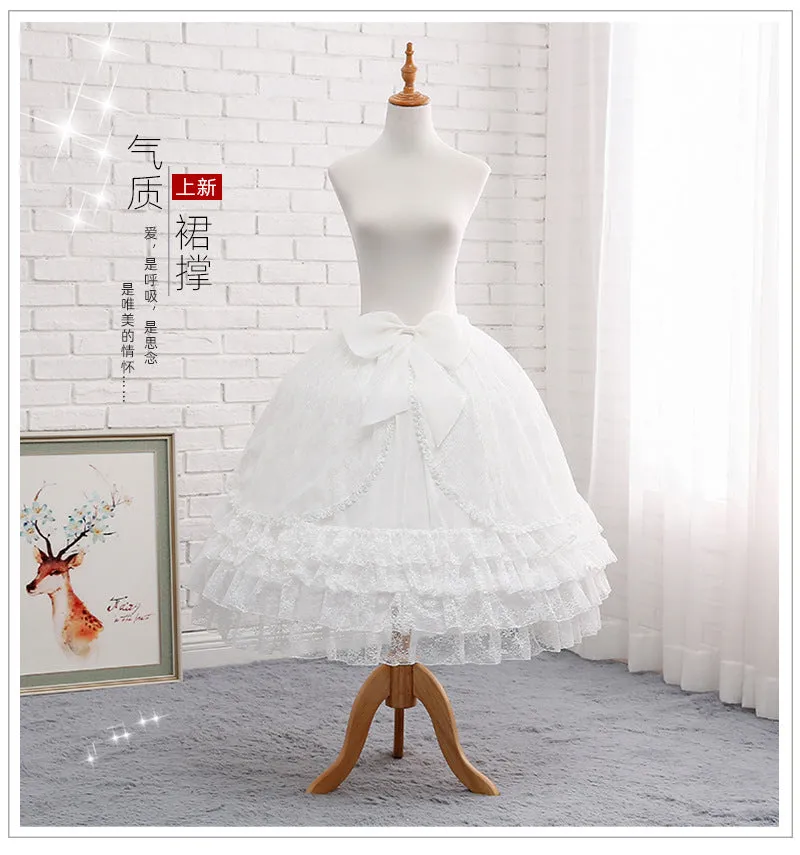Super Puffy Adjustable Lolita Petticoat A line Ruffled Underskirt with Bow