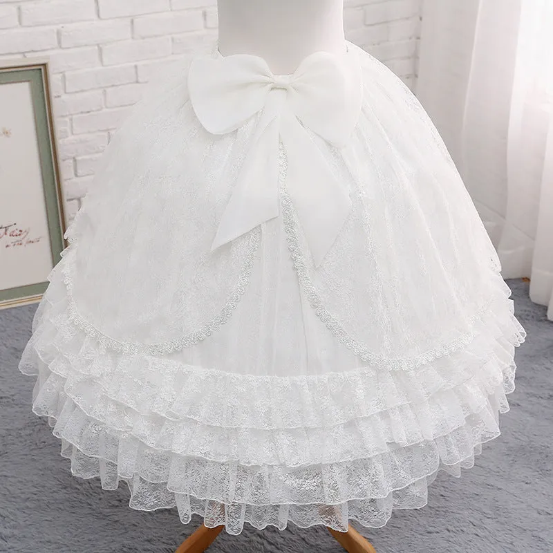 Super Puffy Adjustable Lolita Petticoat A line Ruffled Underskirt with Bow