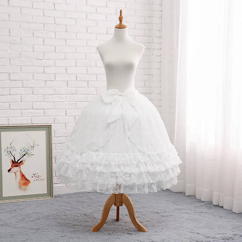 Super Puffy Adjustable Lolita Petticoat A line Ruffled Underskirt with Bow