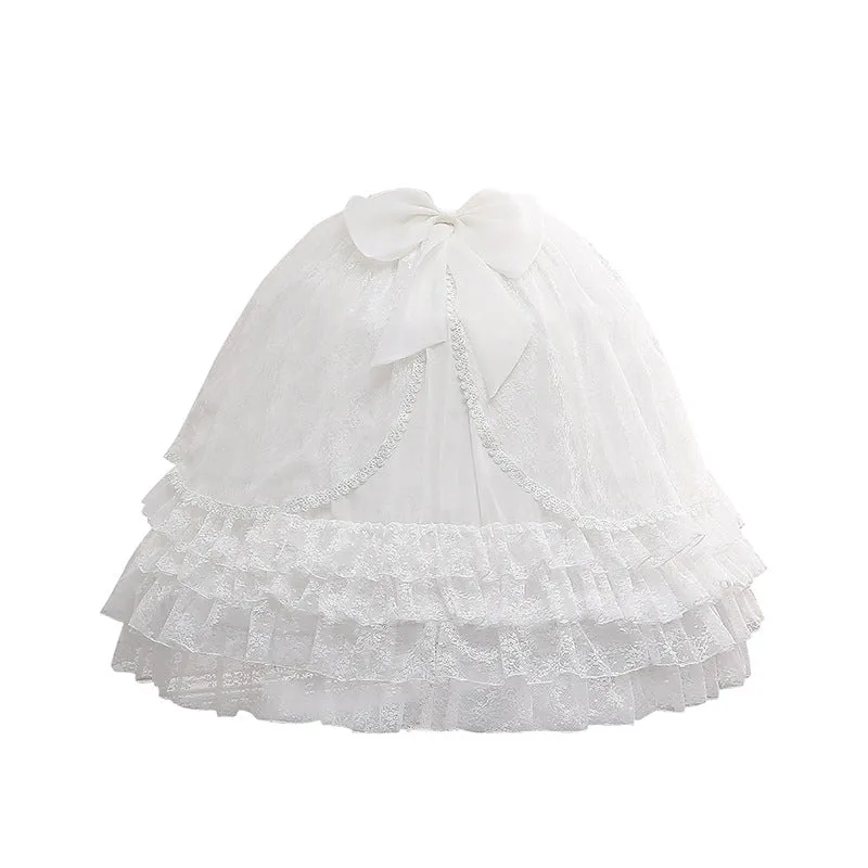 Super Puffy Adjustable Lolita Petticoat A line Ruffled Underskirt with Bow