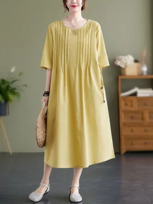 Time and Tru Solid Cotton Linen A-line Dress