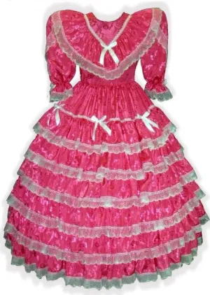 Victoria Custom Fit Lacy Satin Ruffles Gown Adult Sissy Dress by Leanne's