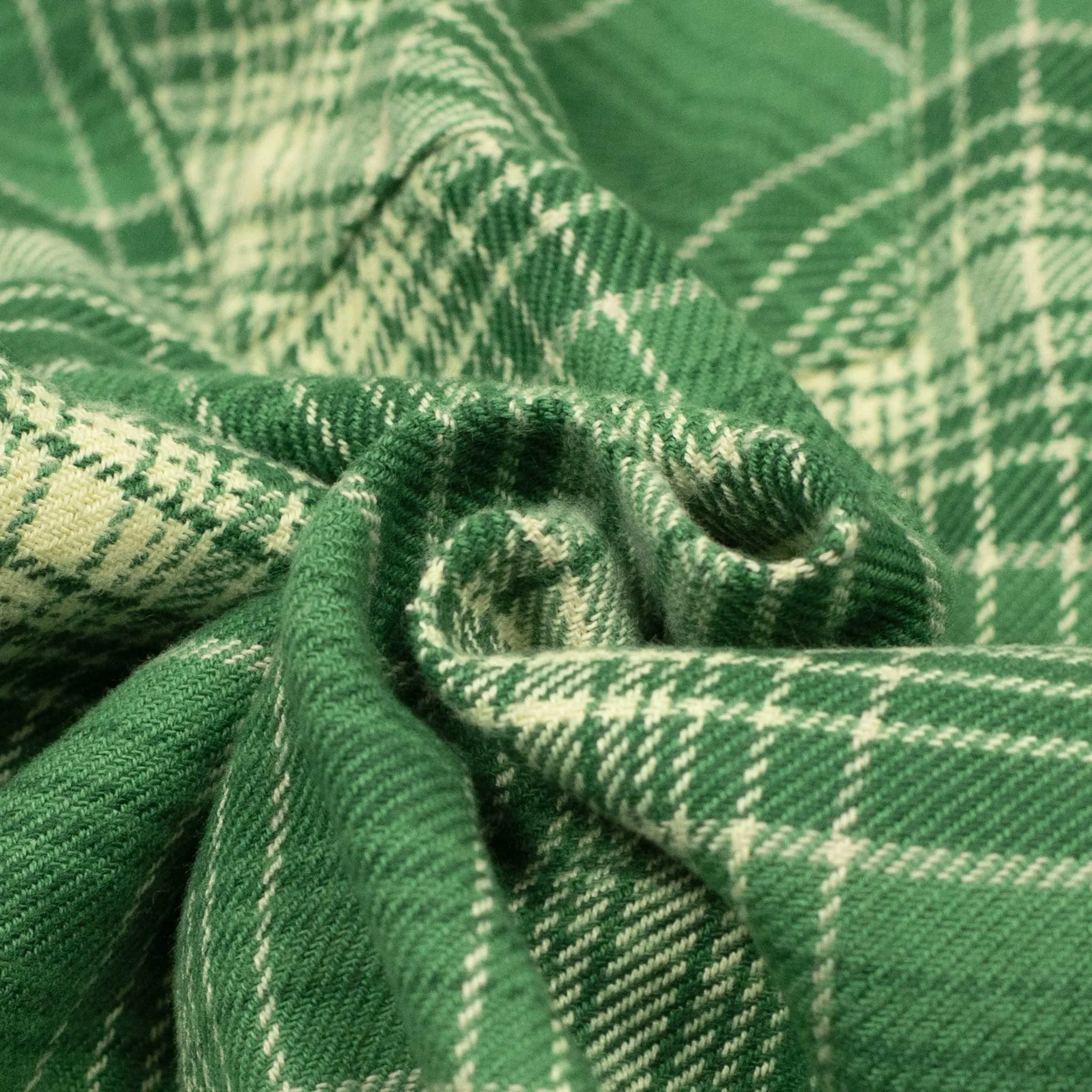 Washed flannel pearlsnap in "Evergreen Pines" rodeo plaid cotton