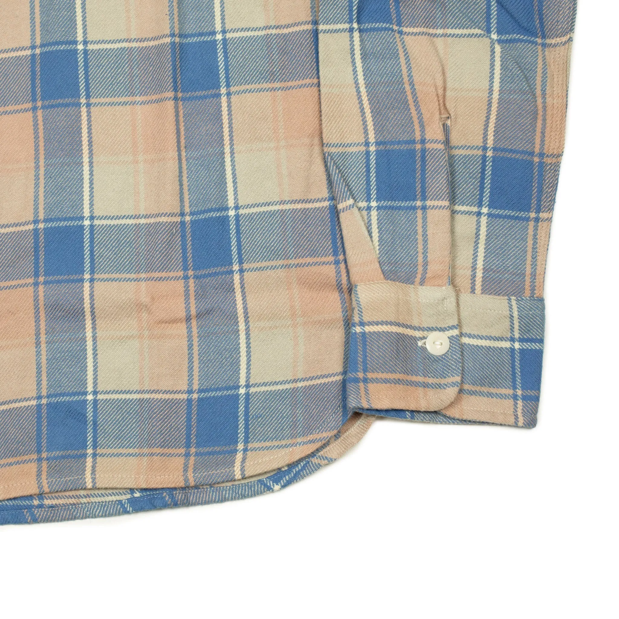 Washed flannel workshirt in "Marine Blue" hearth plaid cotton