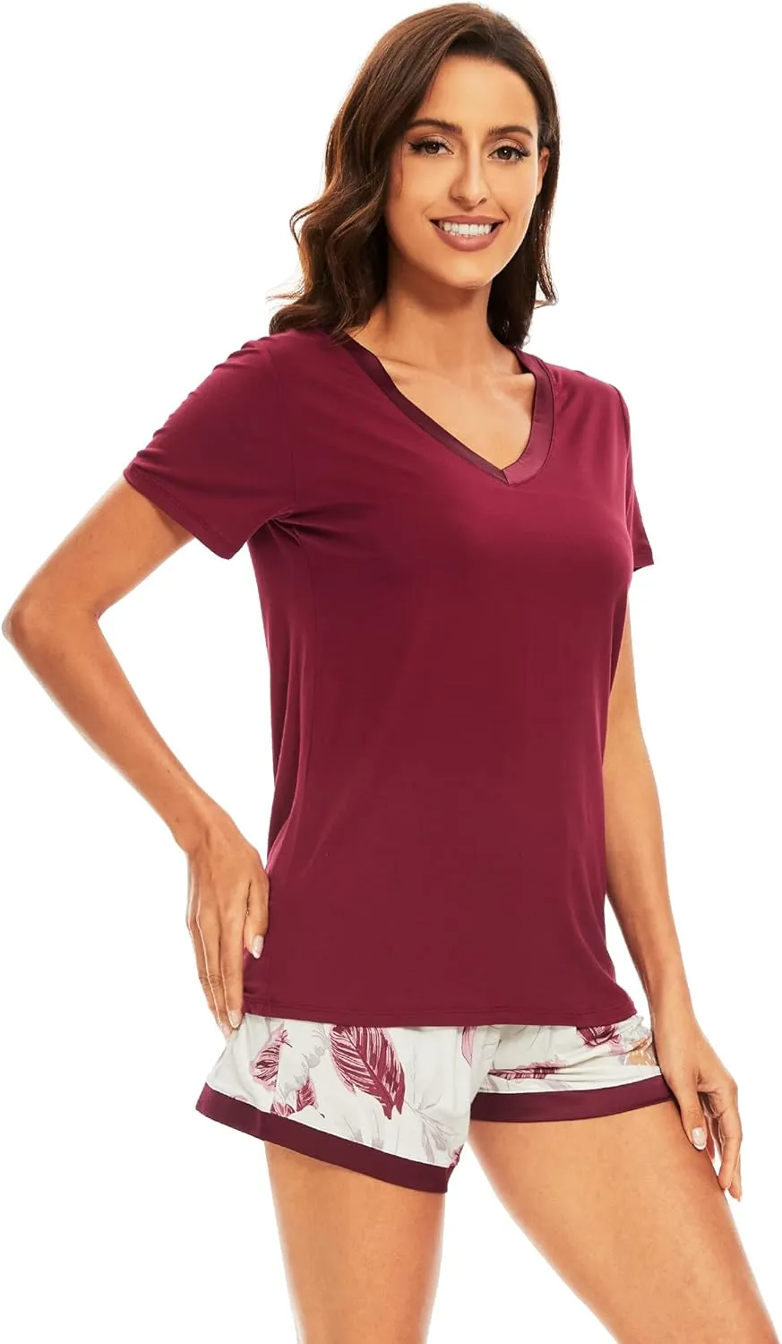 WiWi Viscose from Bamboo Pajamas Set for Women Soft Short Sleeve with Shorts Summer Plus Size Pjs Sets Sleepwear S-4X