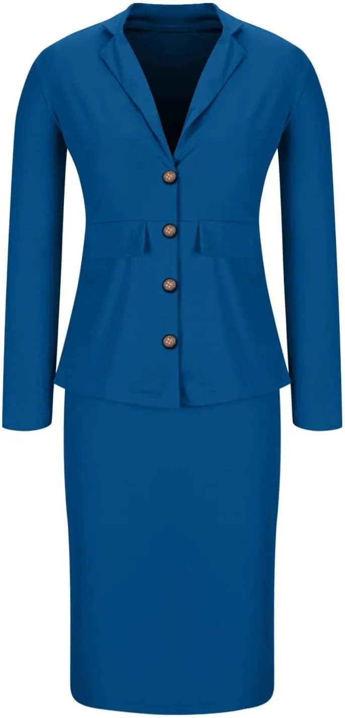 Women Two Piece Suit Skirt Set Business Casual Long Sleeve Blazer and Pencil Skirt Blazer Sets Women 2 Piece Outfits