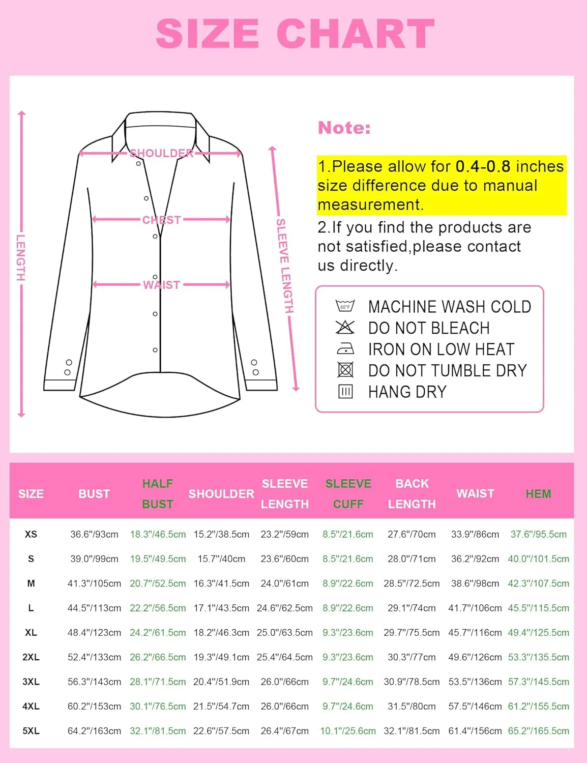 Womens Button Down Shirts Dress Shirt Collared Wrinkle Free Long Sleeve Blouse Office Tunics Tops with Pockets