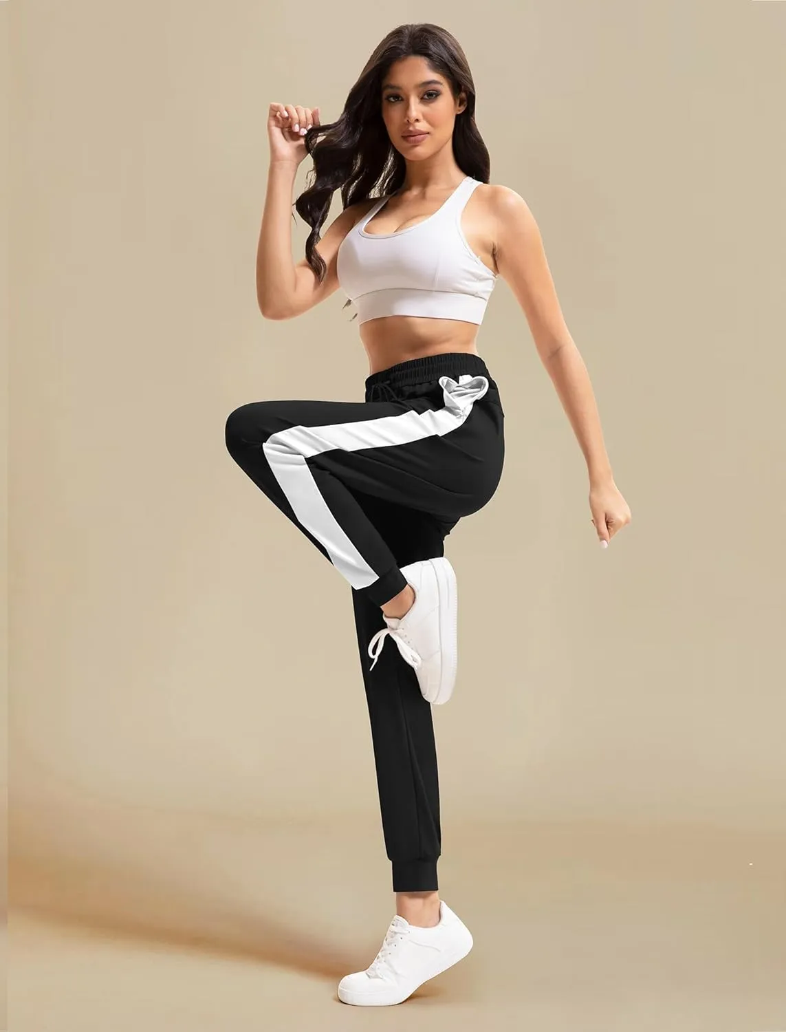 Women's Joggers Pants with Zipper Pockets High Waisted Athletic Drawstring Sweatpants for Lounge Workout Jogging 2024