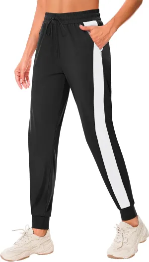 Women's Joggers Pants with Zipper Pockets High Waisted Athletic Drawstring Sweatpants for Lounge Workout Jogging 2024