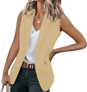 Womens Sleeveless Blazer Vest Casual V Neck Open Front Vest Lightweight Work Office Jackets Summer 2025 Fashion