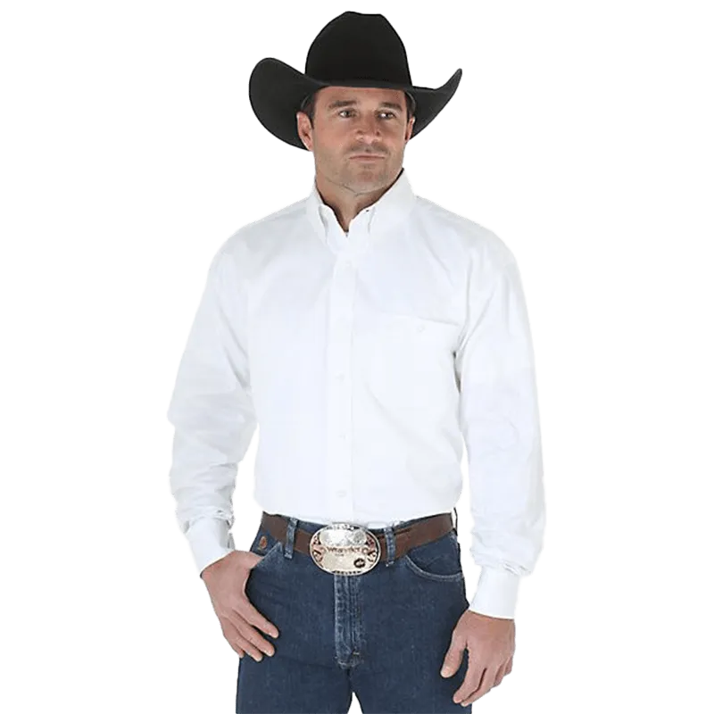 Wrangler Men's Western George Strait Solid White Shirt