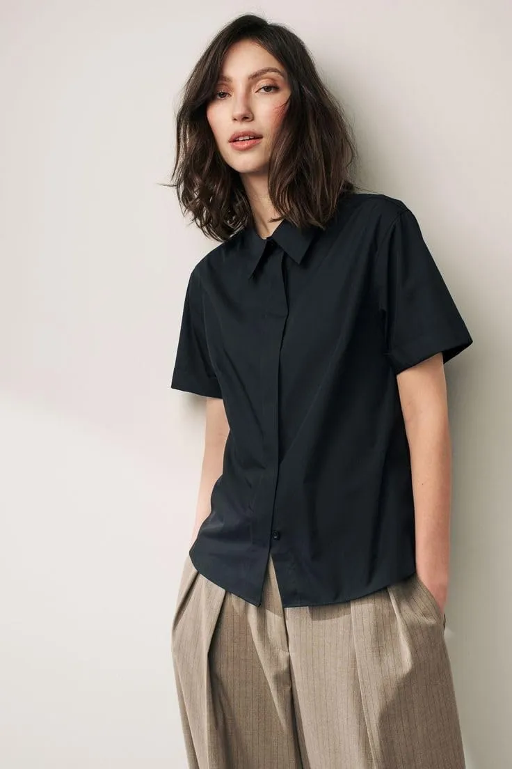 Zeagoo Womens Button Down Shirts Rolled Cuffed Short Sleeve Shirt Cute Collared Summer Casual Work Blouse